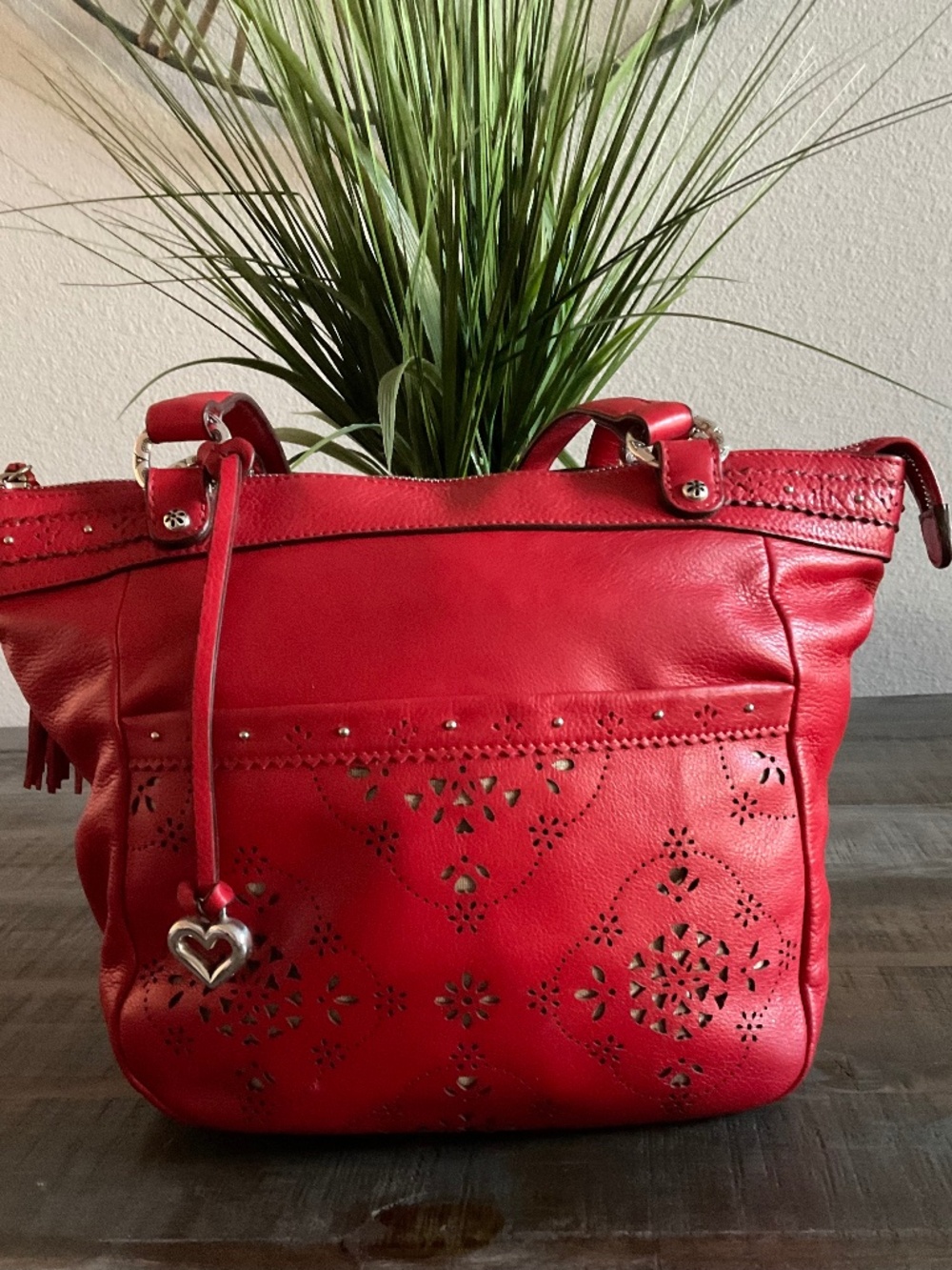 RED BRIGHTON LASER CUT FRONT PURSE EUC